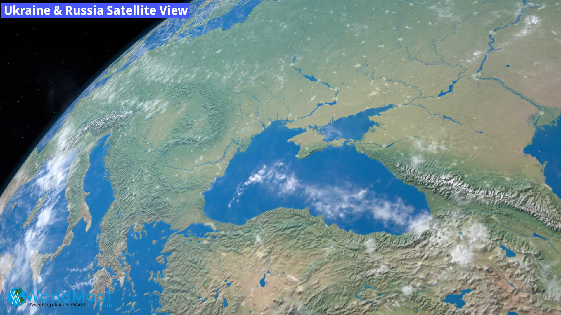 Ukraine and Russia Satellite View